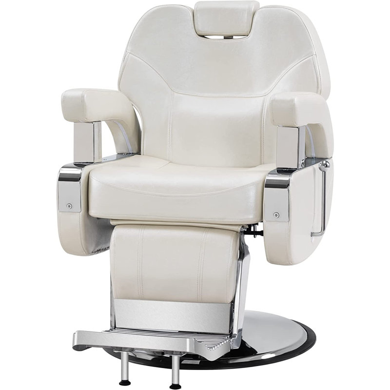 Hydraulic Reclining Salon Chair, Champagne Leather Match