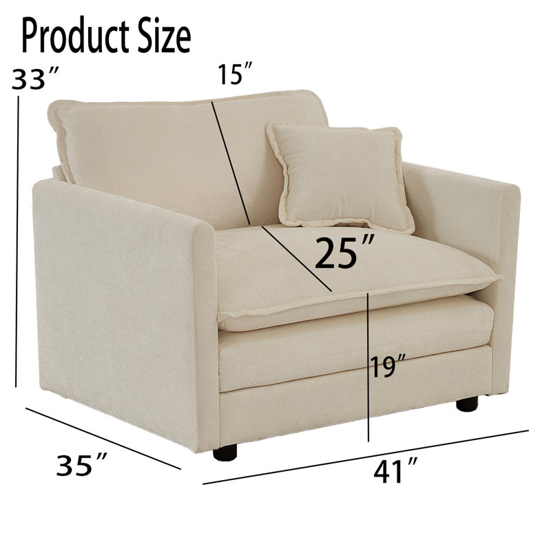 Canapé rembourré 111,5 po Mahbubur, Chenille beige