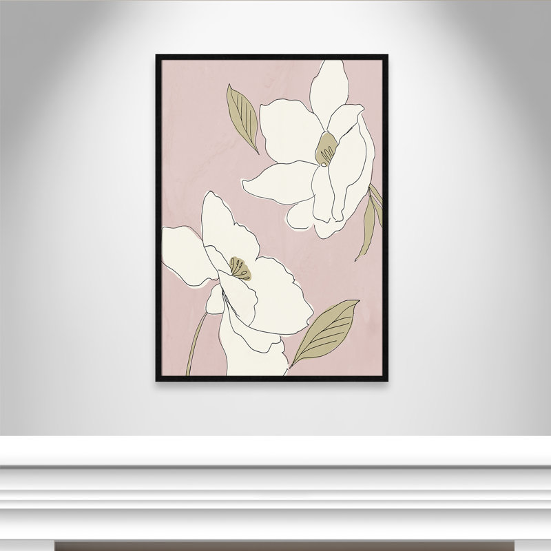 Oleander blanc - cadre photo, H 41,5 po x l 29,5 po x P 0,75 po, Cadre noir