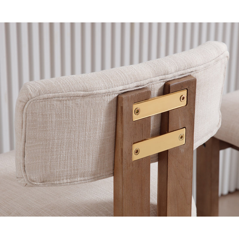 Tabouret de bar moderne rembourré en bois massif avec dossier confortable, tabouret de comptoir avec revêtement en tôle et ensemble de fixation de 2