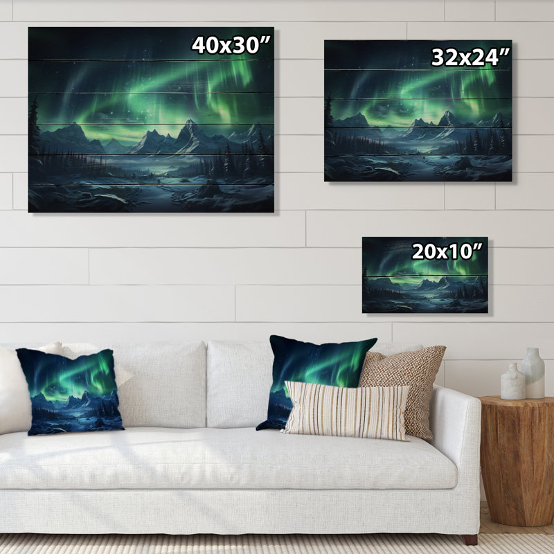 Northern Lights II sur impression sur bois, H 24 po x l 32 po x P 0,78 po