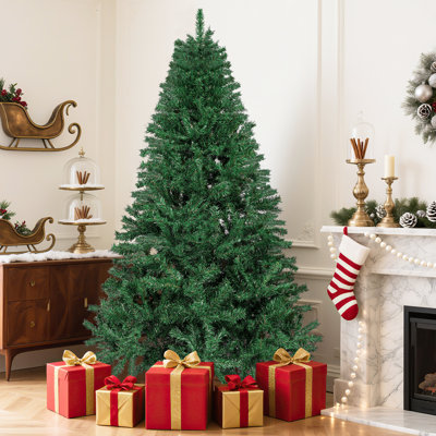 Green Christmas Tree - Realistic PVC Branches, Flame-Retardant, Easy Assembly with Sturdy Metal Stand for Holiday Decor