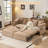 Full Size Pull Out Sofa Bed With Storage，Convertible Sleeper Sofa Bed With Usb Ports Cup Holders, Chenille Upholstered Couch With Chaise Lounge For Living Room, Guest Room, Brown-1119800144