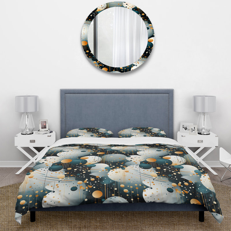 Ensemble de housse de couette Art Deco Glamour Polka Dots, Housse de couette pour très grand lit et 2 très