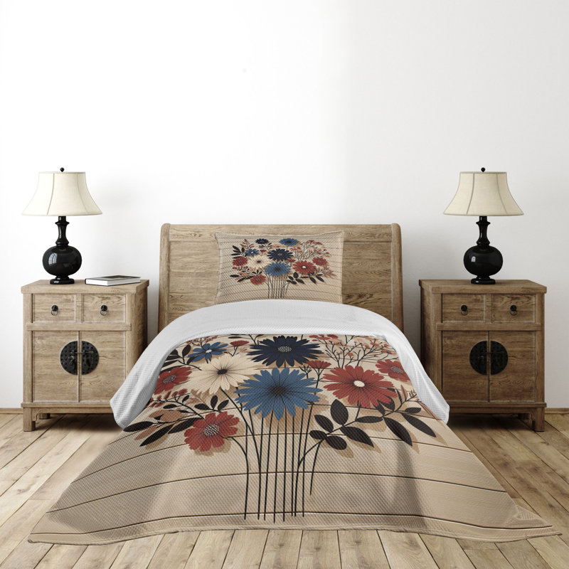 Polyester Floral Coverlet, Twin Coverlet + 1 Standard Shams