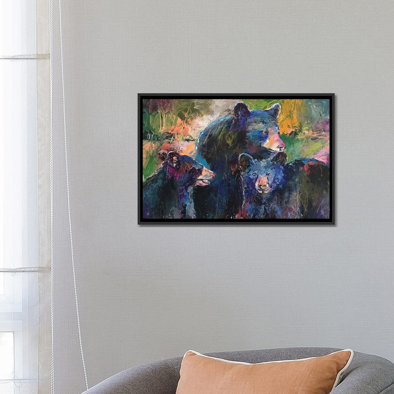 « art bear family » par richard wallich, reproduction d’impression sur toile, H 18 po x l 26 po x P 1,5 po, Pas de tapis