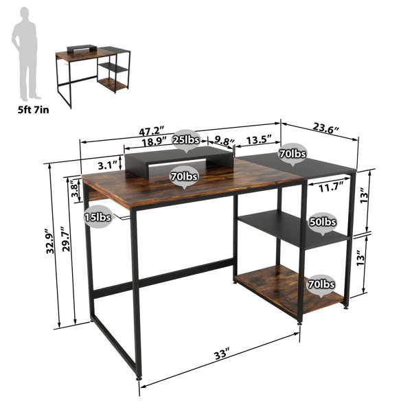 Inbox Zero 55.12'' Desk & Reviews