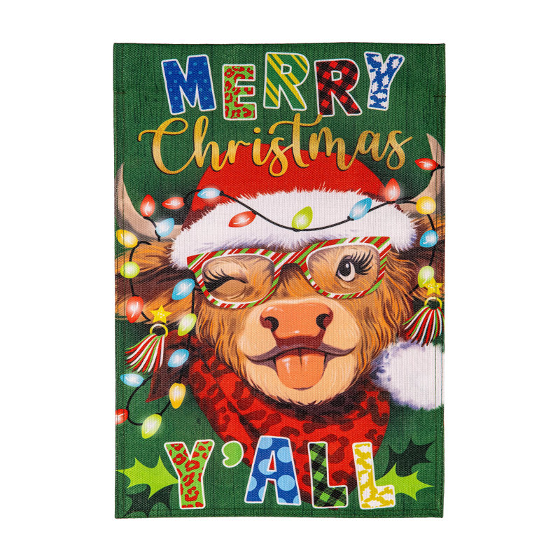 Drapeau de jardin Merry Highland Ho Burlap