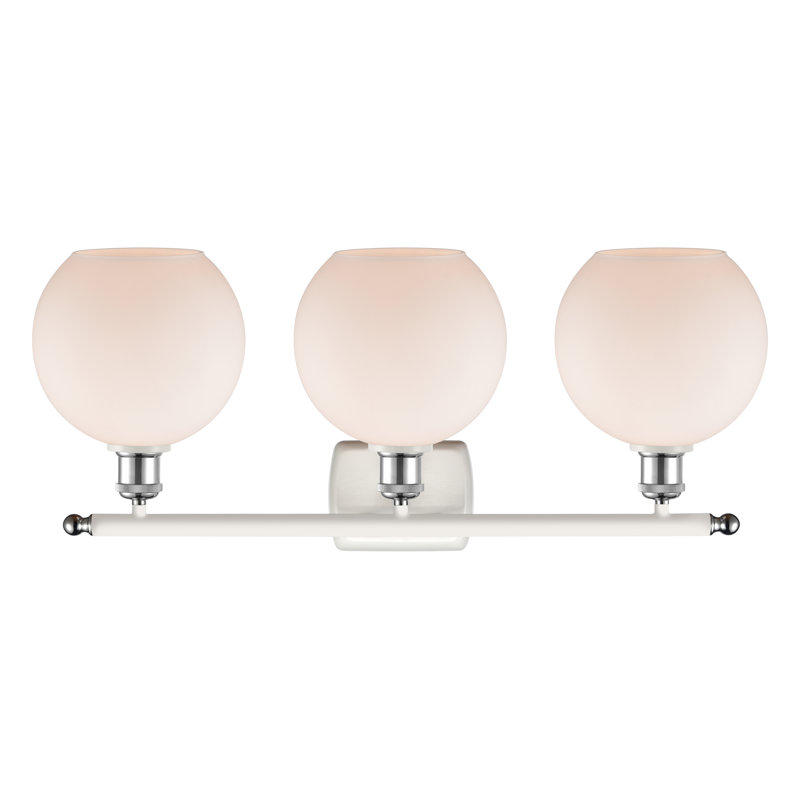Éclairage pour meuble-lavabo à 3 lumières blanc / chrome poli Almatine, Blanc mat, Incandescente