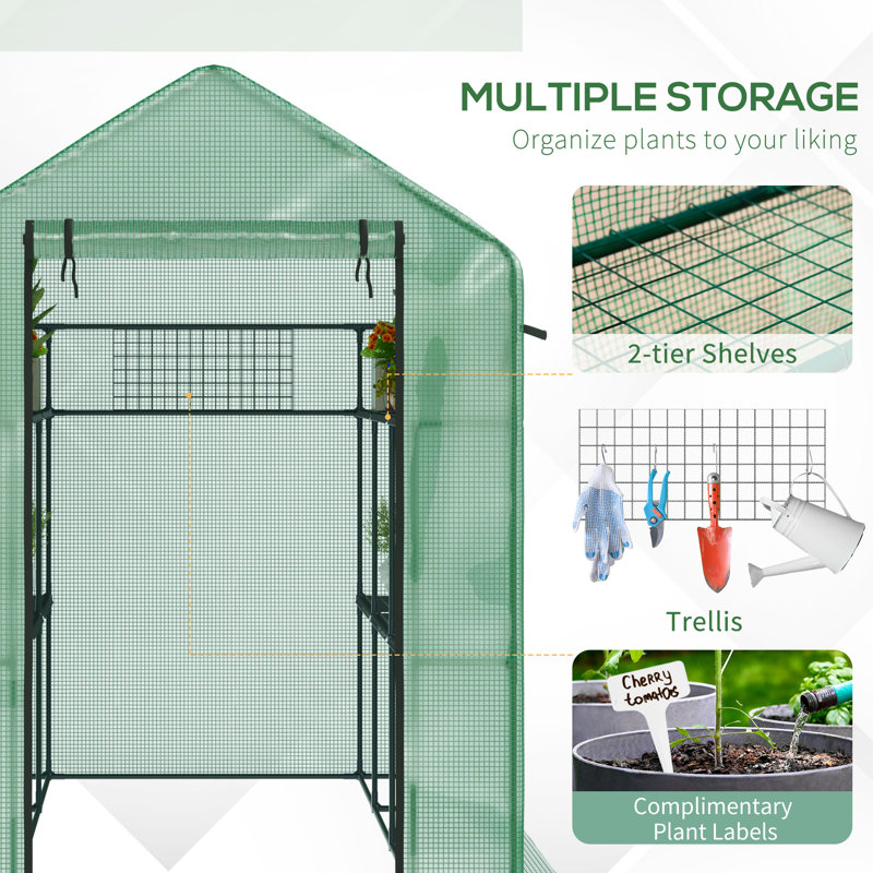 Hobby Greenhouse, 6' H x 5' W x 7' D, Green
