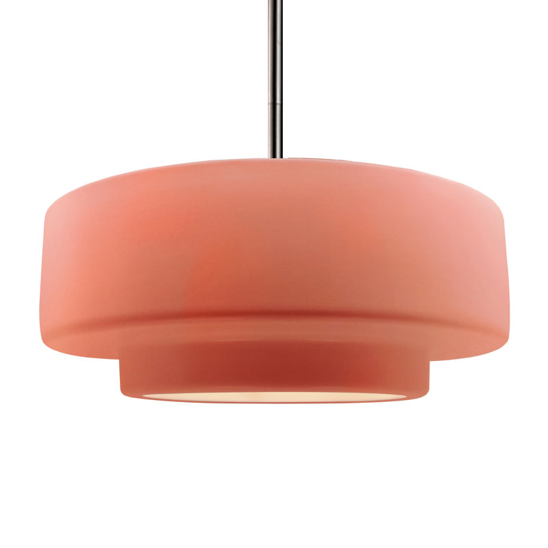 Luminaire suspendu à 1 lumière Meydan, Rosé brillant, H 6 po x l 16,25 po x P 16,25 po, Nickel brossé