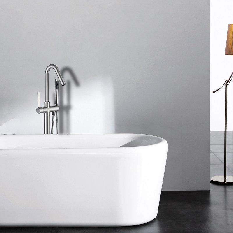 Robinet de baignoire autoportant de style moderne avec douche à main en métal