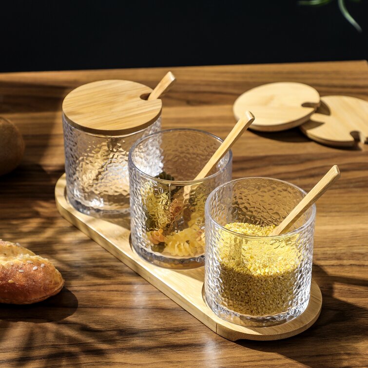 Free-standing Bamboo Spice Jar & Rack Set