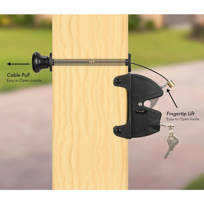 Key Lockable 2 Way Gate Latch With Spring Loaded Pull Cable And ...