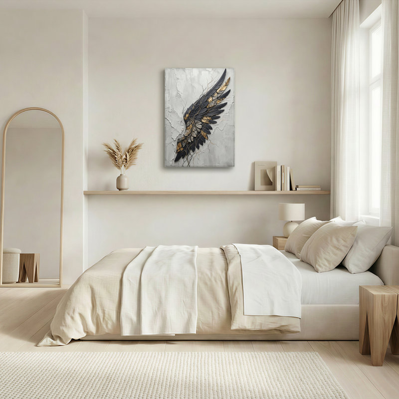 Ensemble de 1 tableau sur toile représentant une plume ailée, 36"H x 24"W, Wrapped Canvas