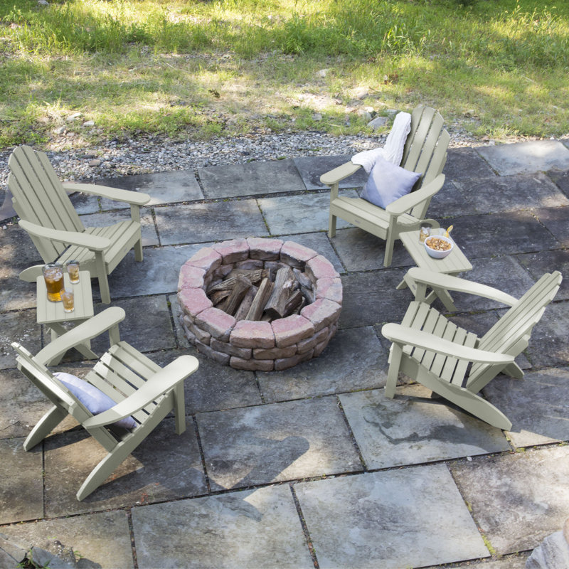 Anette Plastic Folding Adirondack Chair with Table, Eucalyptus