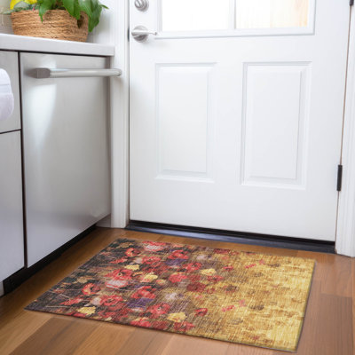 Premium Machine Washable Lyndhurst AMF992 Floral Rug