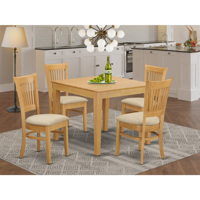 Natural Oak Finish Solid Wood Top - Dining Room Set - Seats 