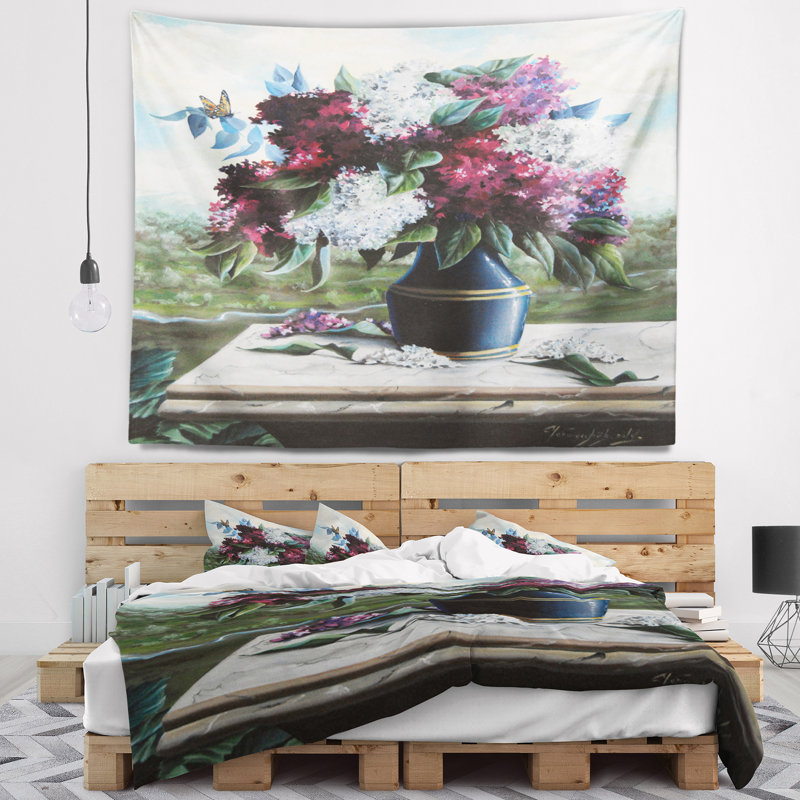 Tapisserie à fleurs, H 32 po x l 39 po