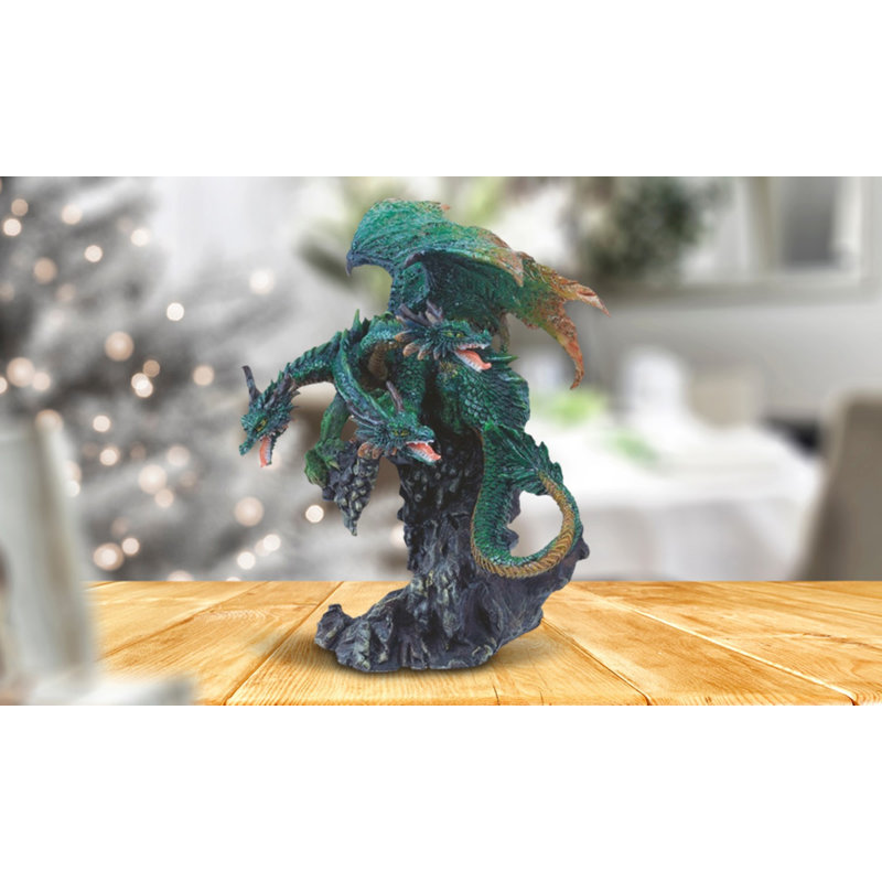 Figurine de dragon vert à trois têtes Dekon