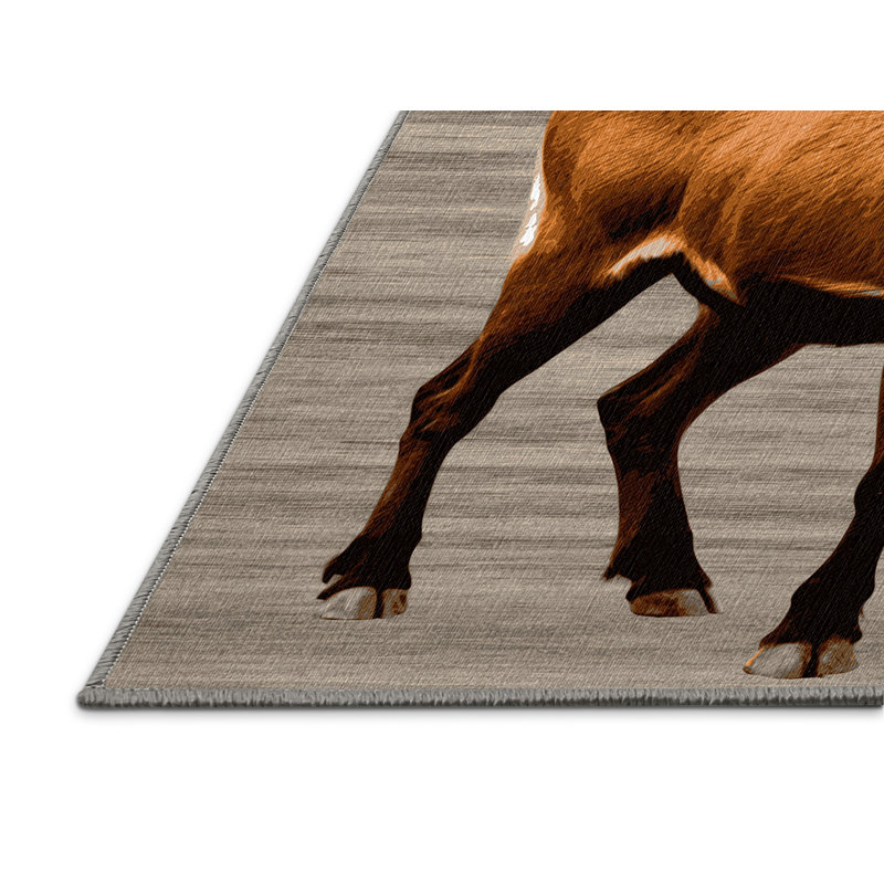 Washable Markhor Wildlife Area Rug, Rectangle 3' x 5'