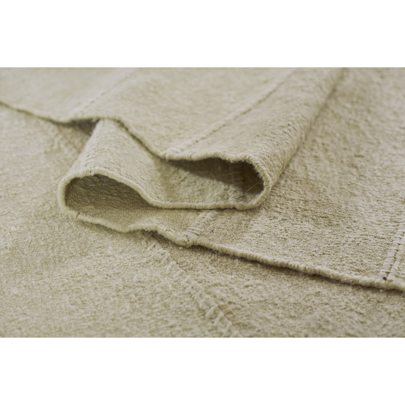 Tapis beige en lin tissé à plat à la main Beljot, Rectangle de 5 pi x 8 pi