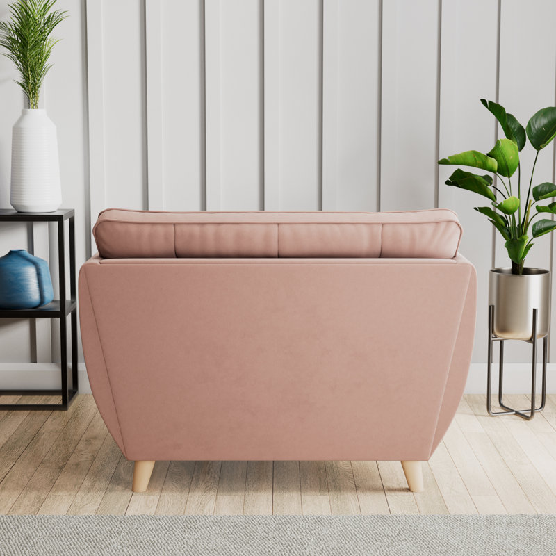 Hoxton Upholstered Chair and a Half, Pink, Beige Wood
