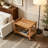 Solid Rubberwood Rolling Side Table, 2-Tier with Lockable Wheels & Removable Tray, Sturdy Durable