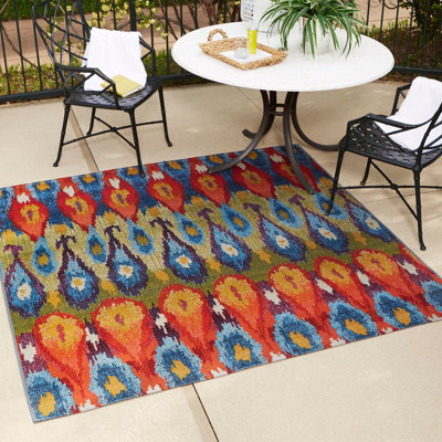 Tapis bleu intérieur / extérieur Newt Ikat