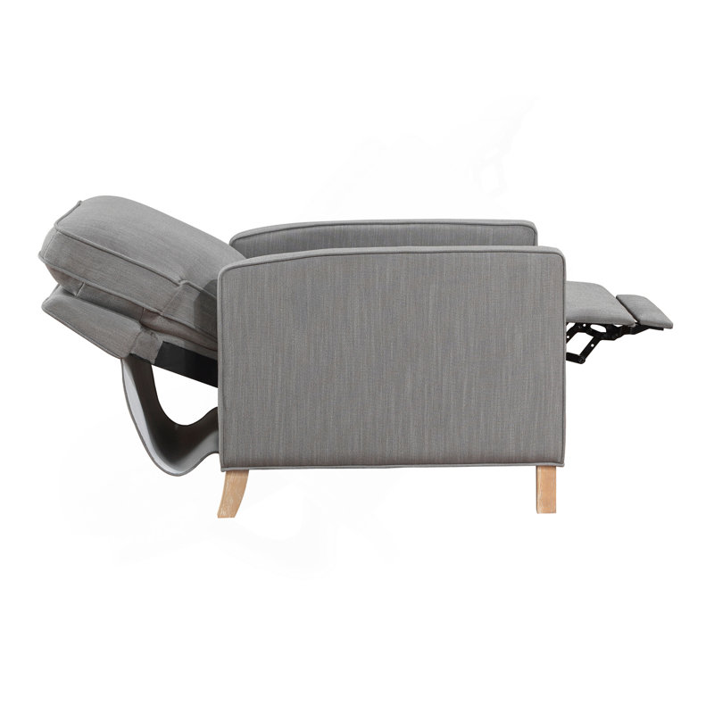 Chaise inclinable classique avec dossier rembourré en tissu gris et siège rembourré, meubles en bois massif