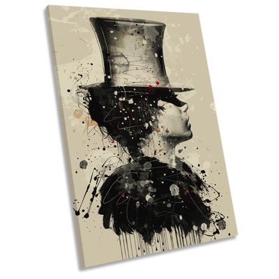 Fashion Woman Hat Grunge Picture - Wrapped Canvas Art Prints