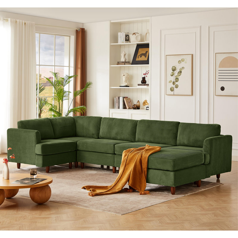Canapé modulaire moderne, canapé convertible 6 places, Vert