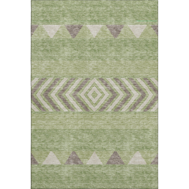 Premium Machine Washable Prisco Green Rug