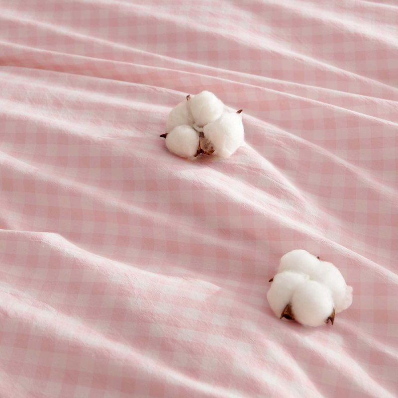 Nayoroom 3 Pieces Gingham Duvet Cover 100% Washed Cotton Plaid Checkered Duvet Cover Set Modern Grid Bedding Set With Zipper Closure Corner Ties