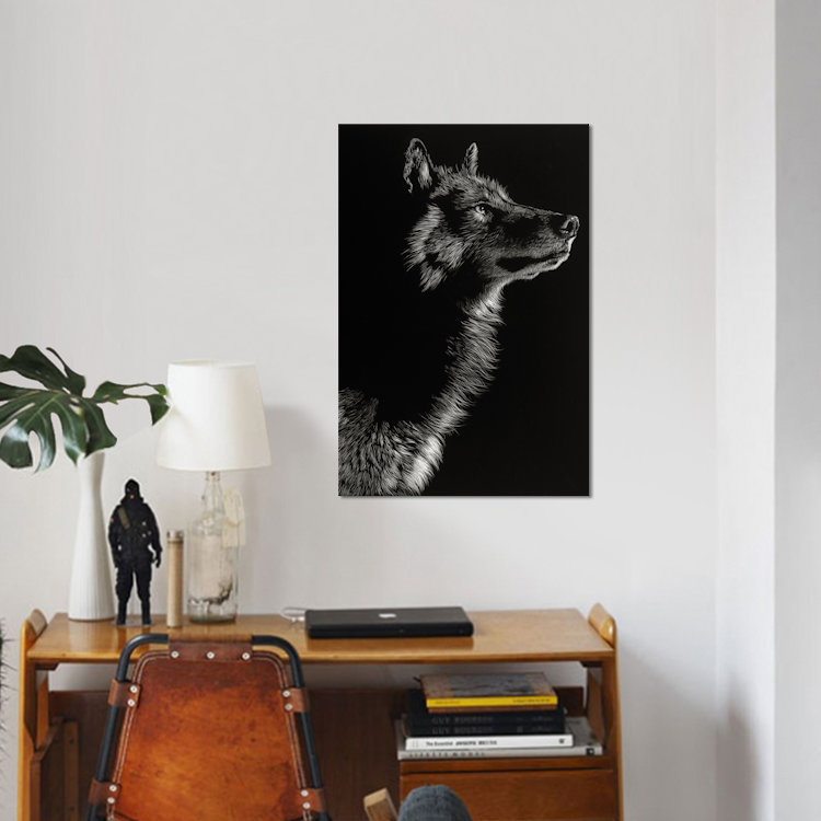 «Wolf II», reproduction de photo sur toile, H 26 po x l 18 po x P 1,5 po, Pas de tapis, Toile tendue