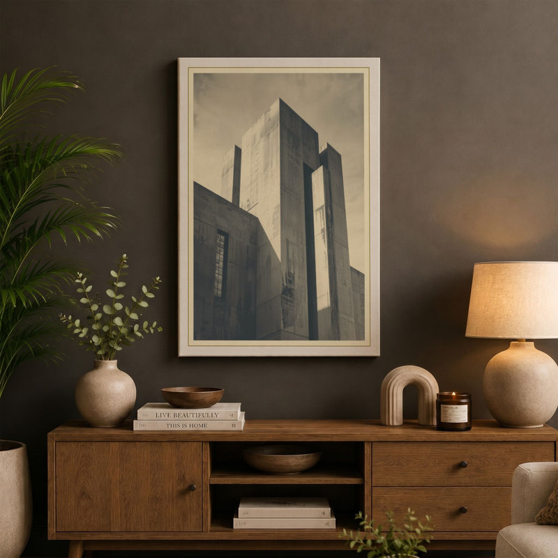 Monumental Towers Industrial - Wrapped Canvas, 36x24 - 91.4 x 61.0 cm, Cream Border