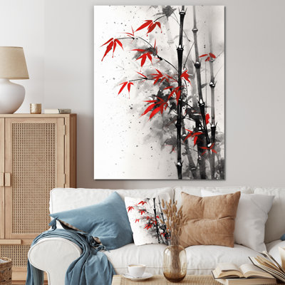 Japon, bambou rouge et gris I sur toile
