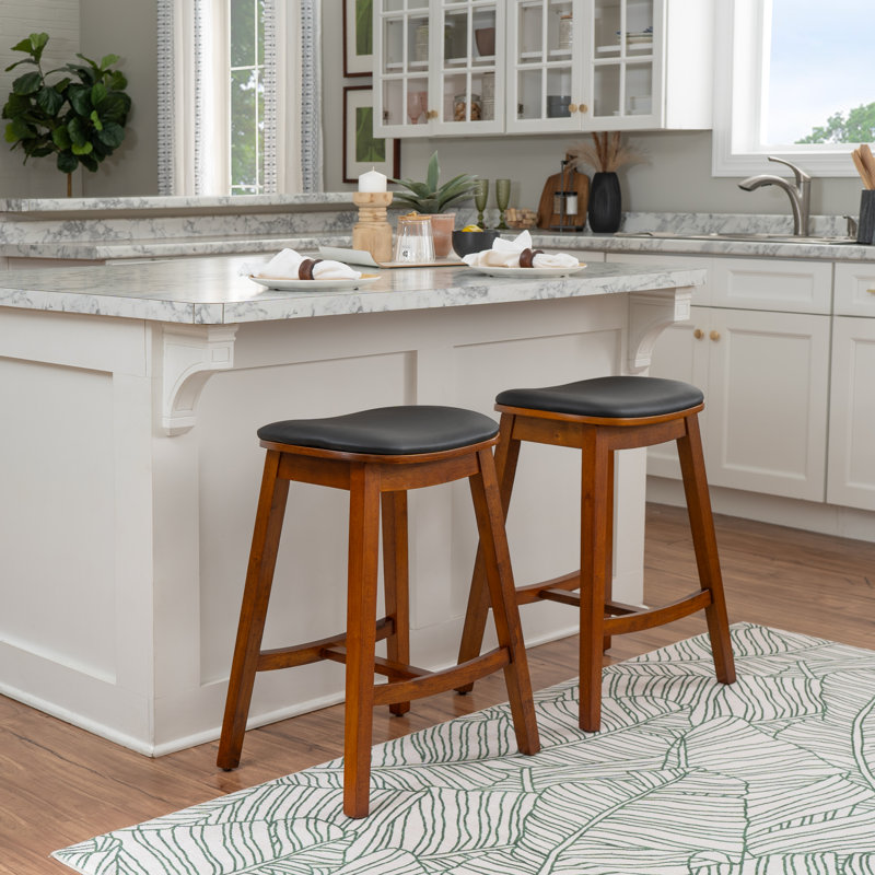 Nafeesa Cushioned Faux Leather Counter Stool, Black/Brown