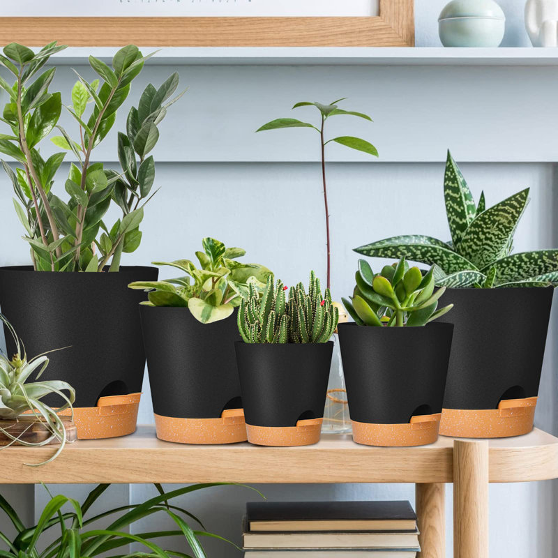 Pots à plantes avec trou de drainage, Noir, noir, noir, noir