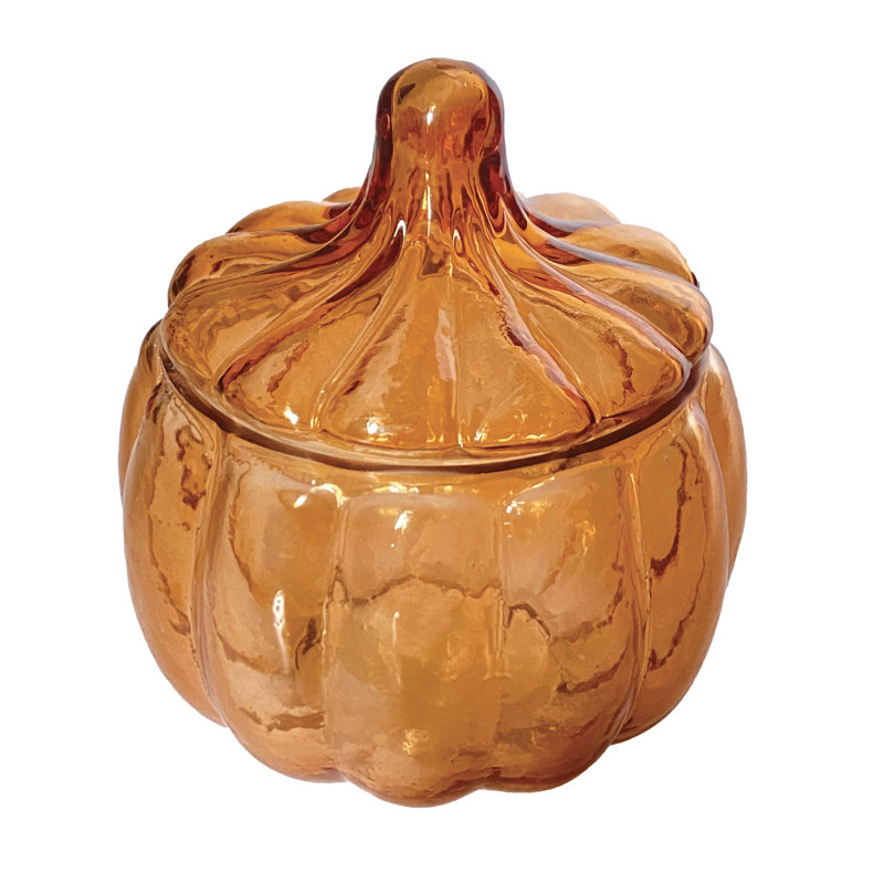 Amber Glass Pumpkin Jar with Lid