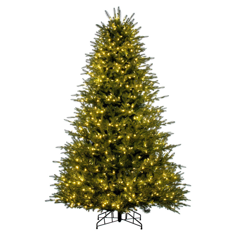 Artificial Fir Christmas Tree with Lights, Clear/White, 9'