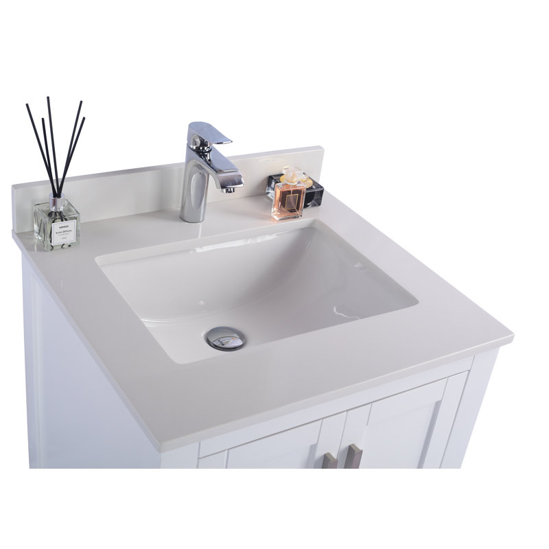 Ensemble de meuble-lavabo pour salle de bain simple 24 po Mariário, Quartz blanc, Blanc