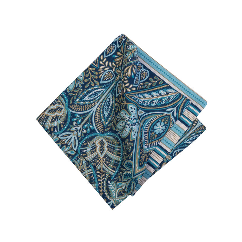Bailey Blue Reversible Embroidered Hemstitch Napkins Set of 6