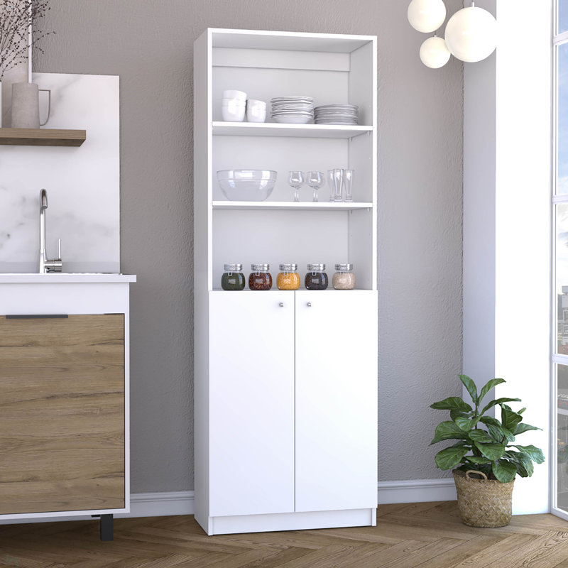 Vinton 2-Door Bookcase With Upper Shelves