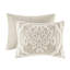 Couette 3 pièces en chenille de coton taupe pour lit double/queen, motif amusant