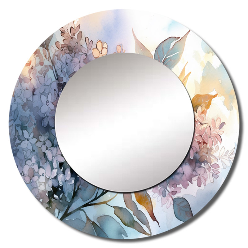 Philomine lilas mauve aromathérapie - miroir lilas, miroir mural rond traditionnel unique, impression d'art en métal