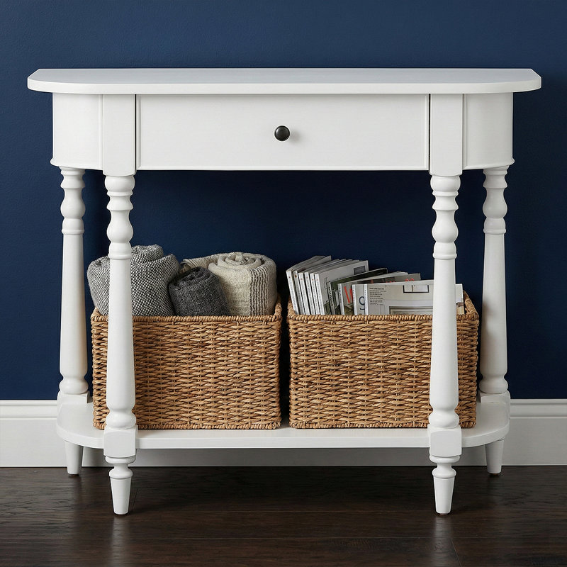 Solid Wood Narrow Sofa Table – Elegant Entryway Console Table With Drawer And Shelf For Living Room, Hallway & Small Spaces