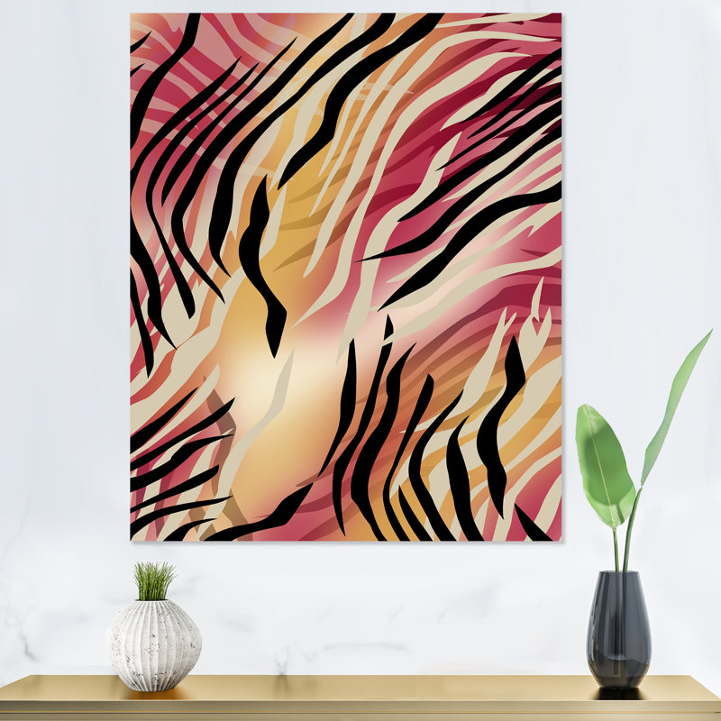 Zèbre peau IV - Décoration murale moderne et contemporaine en toile, H 12 po x l 8 po x P 1 po, Toile tendue