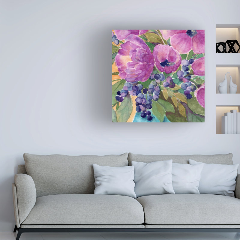 «Violets and Berries» par Yachal Design - impression sur toile tendue, H 35 po x l 35 po x P 2 po