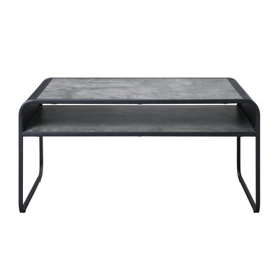 Table basse à 1 tablette en béton gris et noir